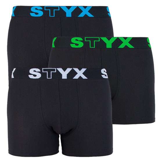 3PACK pánske boxerky Styx dlhé športová guma čierne (U9606162)