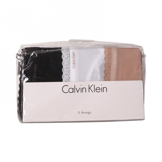 3PACK Dámske tangá Calvin Klein viacfarebné (QD3802E-FIY)