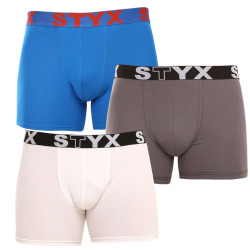 3PACK pánske boxerky Styx dlhé športová guma viacfarebné (3U10137)