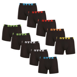 10PACK pánske boxerky Styx dlhé športová guma čierne (10U9601)