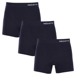 3PACK Pánske boxerky Nedeto bezšvové bambusové modré (3NDTB002S)