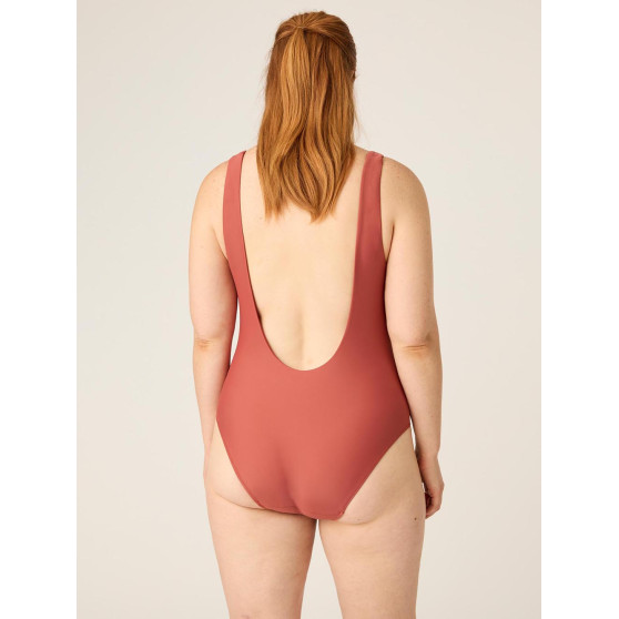 Menštruačné plavky Modibodi High V Neck One Piece Saraha Red (MODI4370SR)