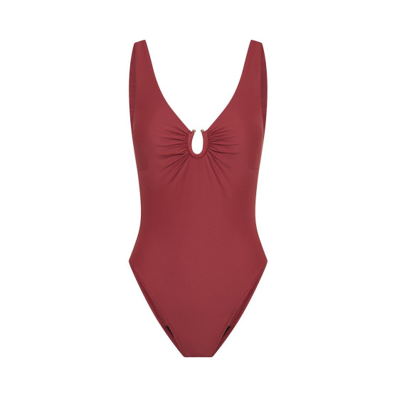 Menštruačné plavky Modibodi High V Neck One Piece Saraha Red (MODI4370SR)