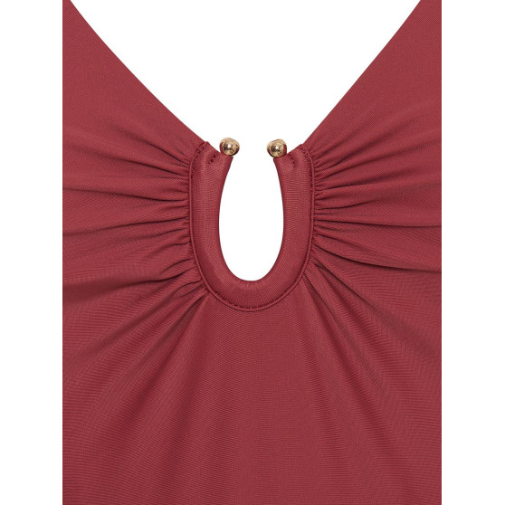 Menštruačné plavky Modibodi High V Neck One Piece Saraha Red (MODI4370SR)