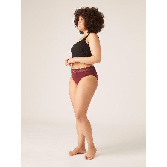 Menštruačné nohavičky Modibodi Sensual Hi-Waist Bikini Heavy-Overnight Merlot Red - VYBALENÉ (MODI4040MRVYB)